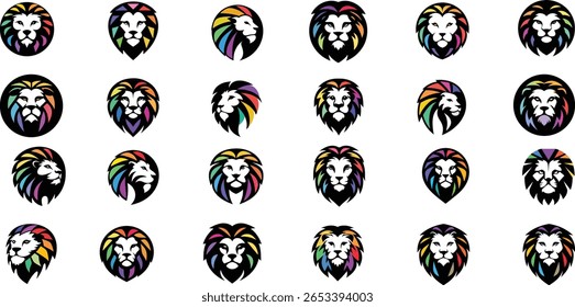 lion head colorful icon vector