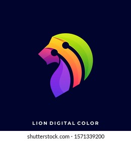 Lion Head Colorful, Modern Art Style Illustration Vector Template. Suitable for Creative Industry, Multimedia, entertainment, Educations, Shop, and any related business