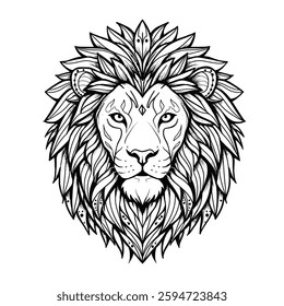 Lion head coloring page for kids