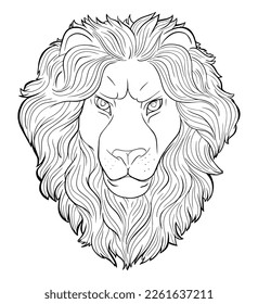 lion head, coloring page, vector file