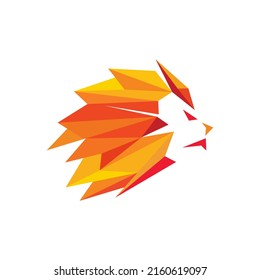 Lion head created in polygonal style multicolor . Vector illustration