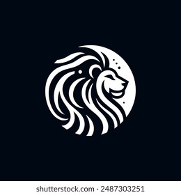 Lion head creative circle illustration vector logo icon for t-shirt design. Bold and impactful graphic for branding.