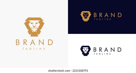 Lion Head Crest Geometric Elegant Logo Design Vector for Brand Business Company