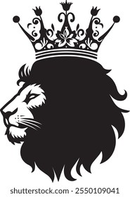 lion head crown icon logo design