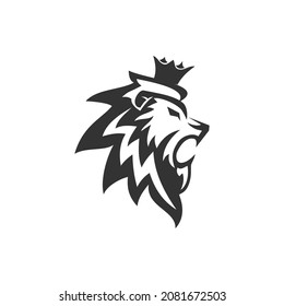 Lion head with crown Illustration Template Icon emblem Isolated