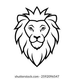 lion head with crown line art