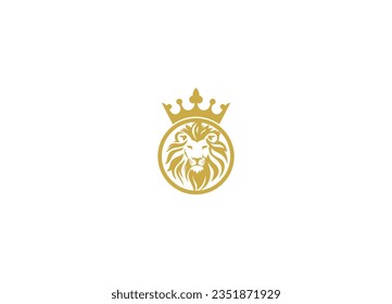 lion head crown Logo Design with Creative Modern vector icon template