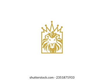 lion head crown Logo Design with Creative Modern vector icon template