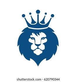 Lion head with crown logo design.