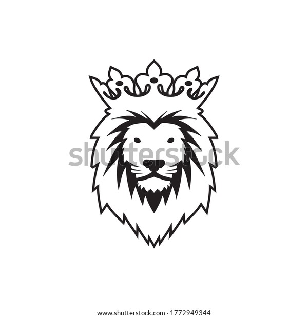 Lion Head Crown Logo Design Concept Stock Vector (Royalty Free