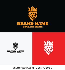 The lion head with crown Logo, Icon lion head with crown, masculine logo, logo for Finance and business