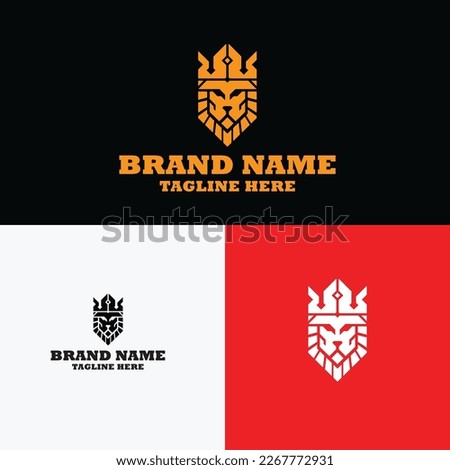 The lion head with crown Logo, Icon lion head with crown, masculine logo, logo for Finance and business