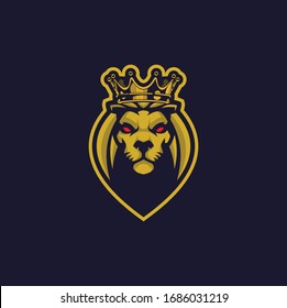 Lion Head with crown Logo Vector Template Illustration Design, eps 10