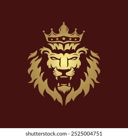 Lion head crown mascot esport logo design. Vector illustration