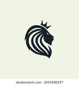 Lion head with crown, lion mascot logo design