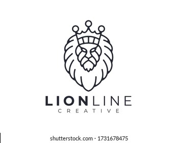 lion head crown royal luxury minimalist line art logo design inspiration