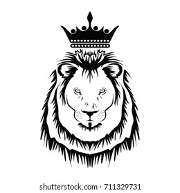 LION HEAD WITH CROWN VECTOR