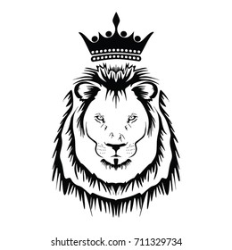 LION HEAD WITH CROWN VECTOR