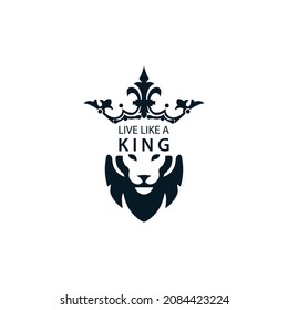 ícono del logo del rey coronado con cabeza de león. diseño abstracto simple vectorial plano.