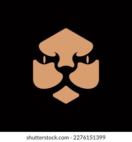 Lion head cube modern creative logo design