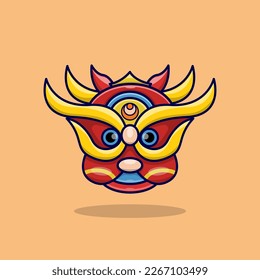 Lion Head Lion Dance flat vector