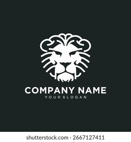 lion head design logo vector