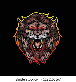 Lion head design vector and illustration
