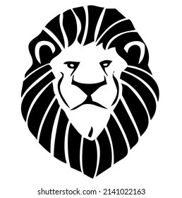 Diseño de cabeza de león, vector, ilustración en color negro y blanco, aislado en fondo blanco