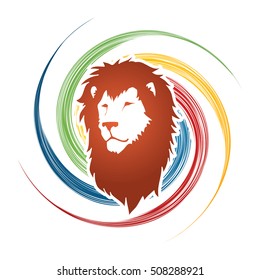 Lion head designed on spin wheel background graphic vector
