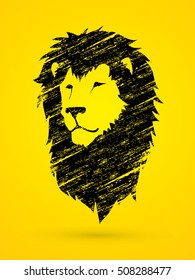 Lion head designed using black grunge brush graphic vector