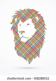 Lion head designed using colorful pixels graphic vector