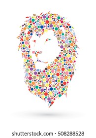 Lion head designed using dots pattern graphic vector