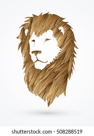 Lion head designed using golden grunge brush graphic vector