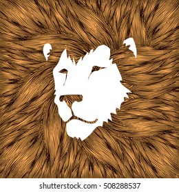 Lion head designed using golden grunge brush graphic vector