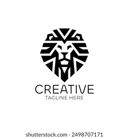  Lion head diamond geometric vector logo design