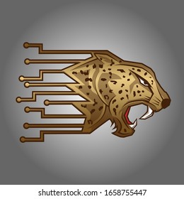 Lion head digital speed vector design logo