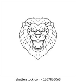 Lion head doodle cartoon vector illustration for coloring book