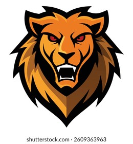 Lion Head Drawn Art Vector Logo.