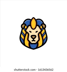Lion head egypt style, pharaoh lion head, esport logo gaming vector design 