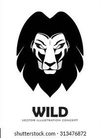 Lion. lion head. elegant lion head in black and white. lion face. lion vector. lion isolated.