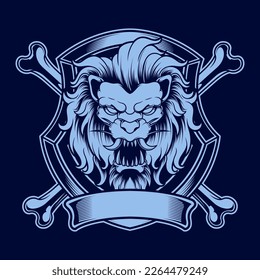 LION HEAD EMBLEM LOGO ILLUSTRATION