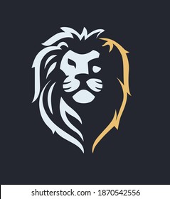 lion head emblem on dark background