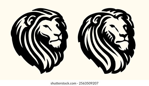 Lion head emblem. Predatory animal logo symbol, vector drawing