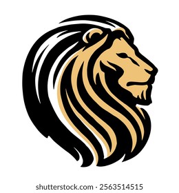 Lion head emblem. Predatory animal side view logo symbol, vector illustration