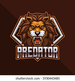 Lion Head Esport Logo Gaming. Gamer Icon Avatar Vector Illustration