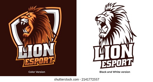 lion head esport logo mascot design