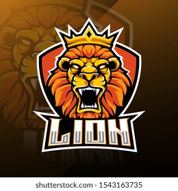 Lion head esport mascot logo design