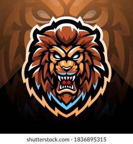 Lion head esport mascot logo design