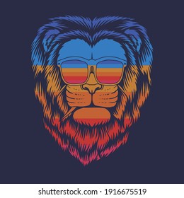 Lion head eyeglasses retro vector illustration for your company or brand