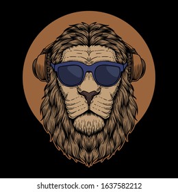 Lion Head eyeglasses vector illustration for your company or brand